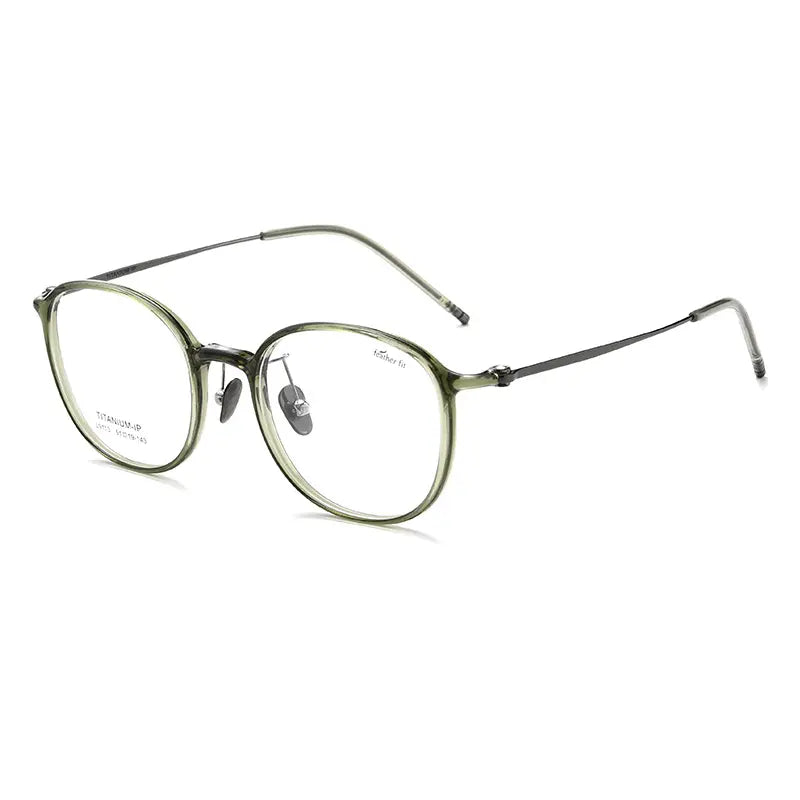 Green Round Full Rim Titanium Glasses | Verhalovision