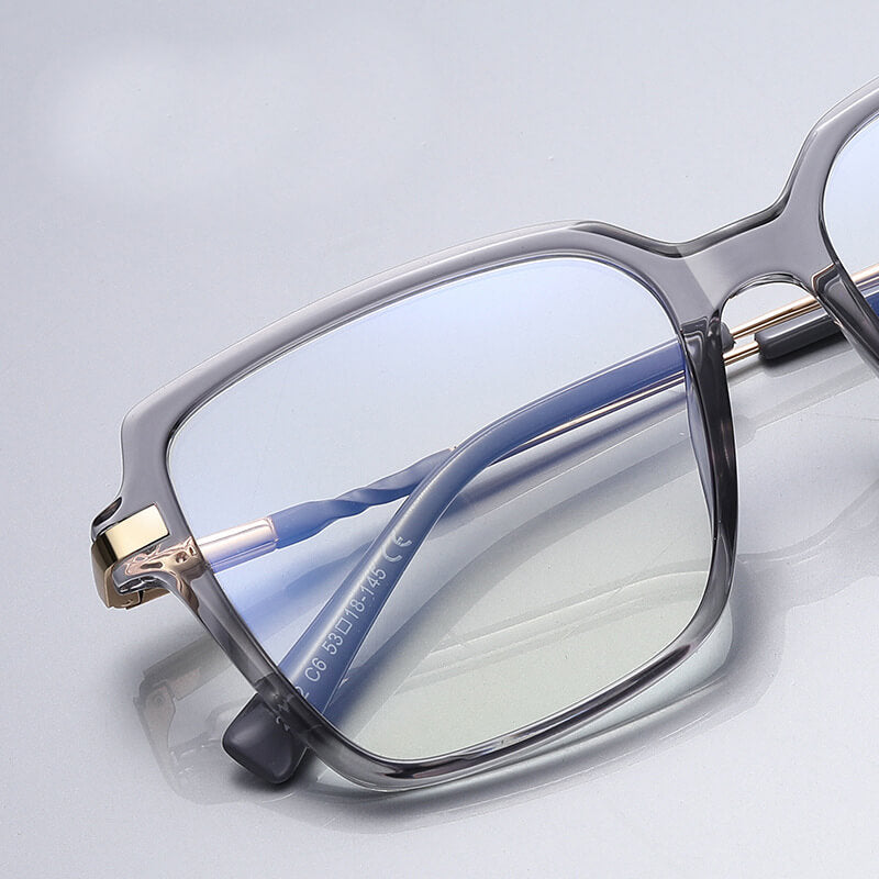Oversized Square gray Full-rim Metal Eyeglasses | Verhalovision