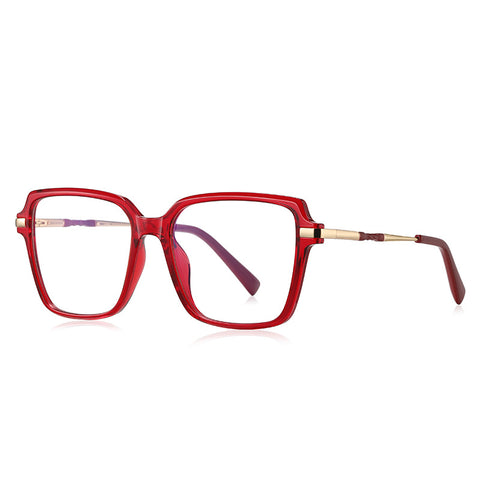 Oversized Square red Full-rim Metal Eyeglasses | Verhalovision