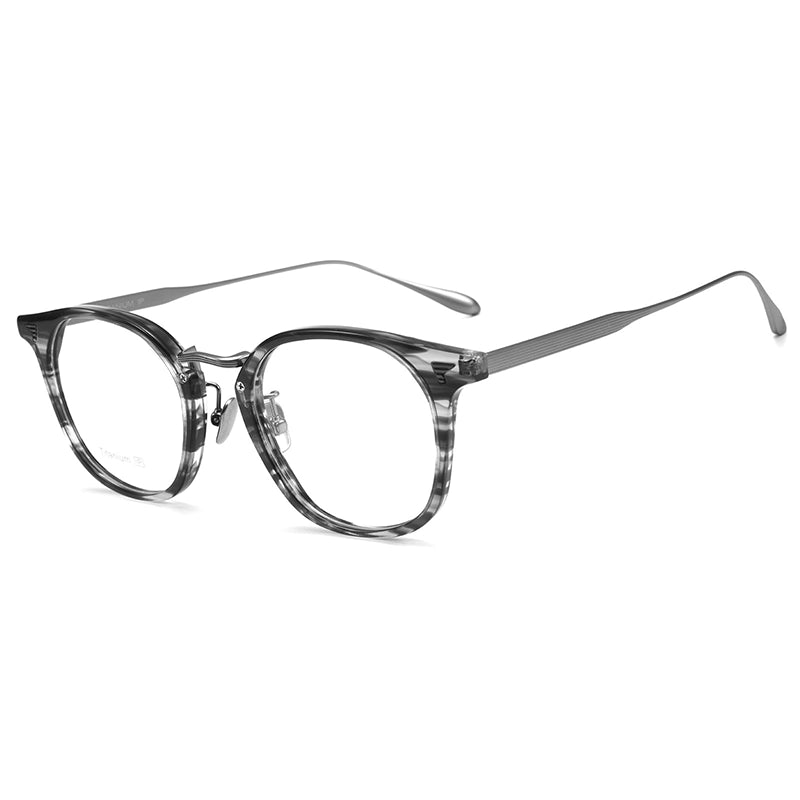 Pure Titanium Round Gray Tortoise Shell Glasses | Verhalo Vision