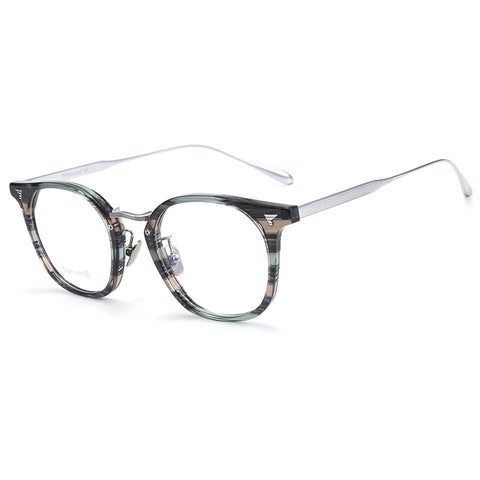 Pure Titanium Round Green Tortoise Shell Glasses | Verhalo Vision
