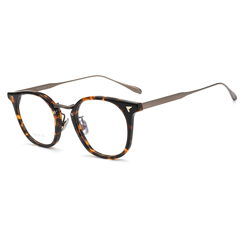 Pure Titanium Round Tortoise Shell Glasses | Verhalo Vision