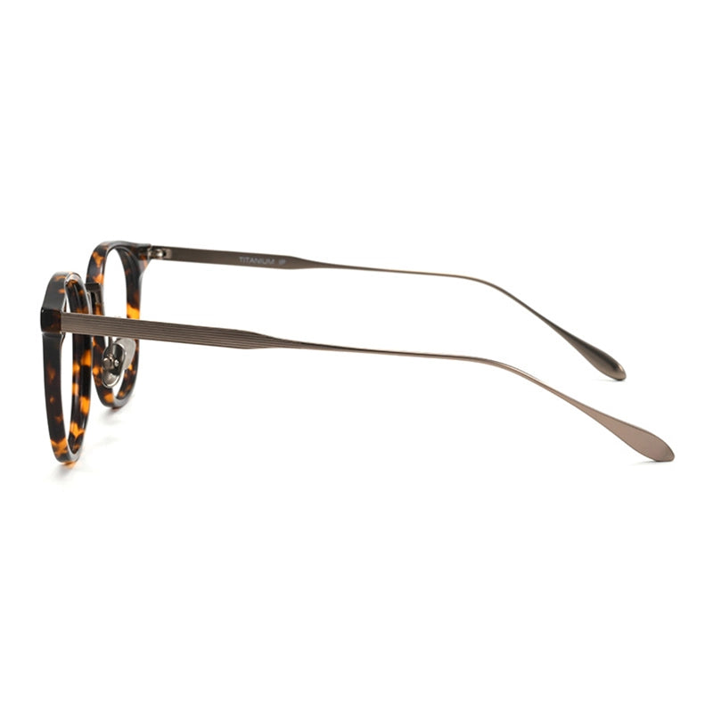 The side of Pure Titanium Round Tortoise Shell Glasses | Verhalo Vision