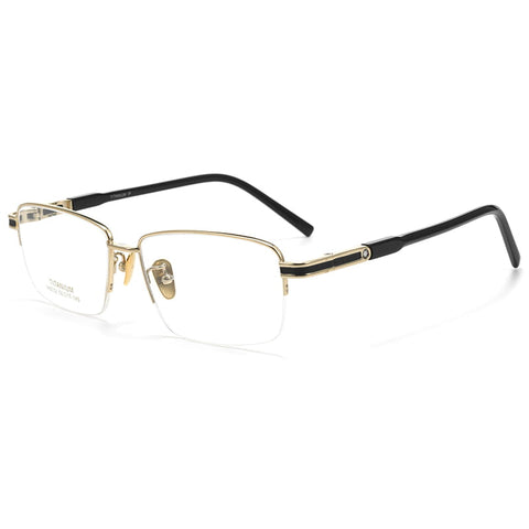 Rectangle Black-Gold Semi Rimless Titanium Optical Glasses