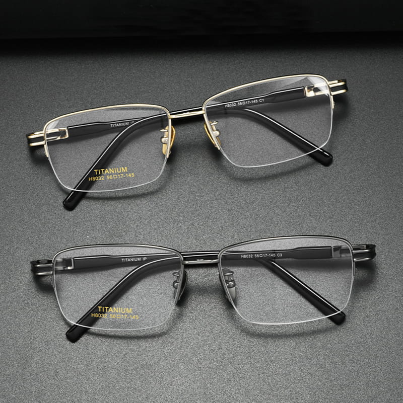 Rectangle Semi Rimless Titanium Optical Glasses