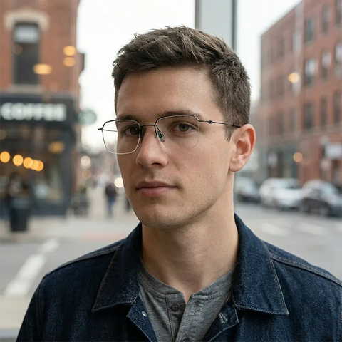 Designer Semi Rimless Titanium Optical Glasses | Verhalovision