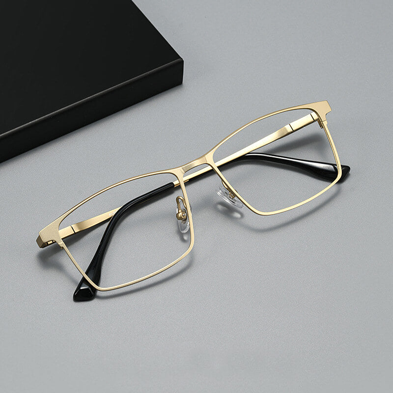 Rectangle Gold Full-Rim Titanium Eyeglasses | Verhalovision