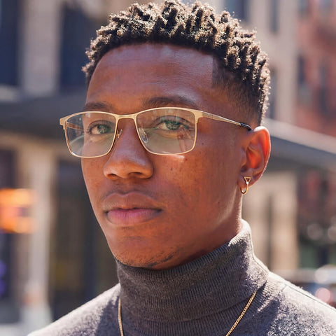 Rectangle Gold Full-Rim Titanium Eyeglasses | Verhalovision