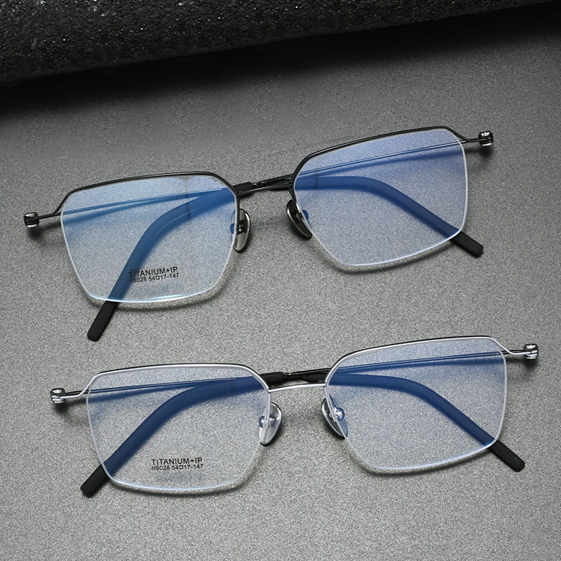 Designer Rectangle Semi Rimless Titanium Optical Glasses  | Verhalovision