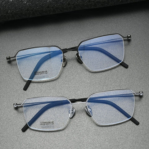 Designer Rectangle Semi Rimless Titanium Optical Glasses  | Verhalovision