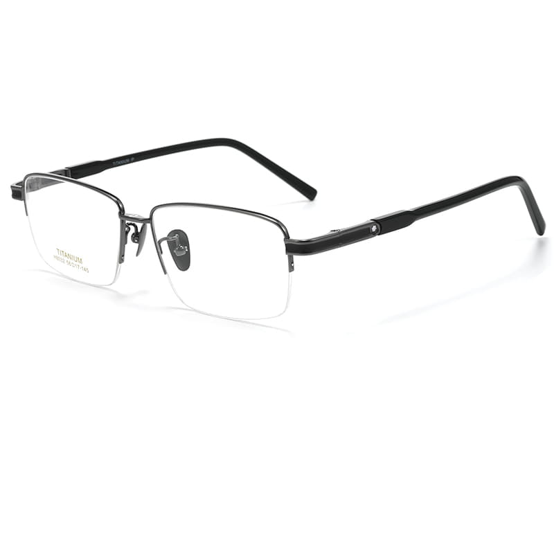 Rectangle Gray Semi Rimless Titanium Optical Glasses