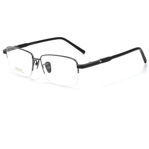 Rectangle Gray Semi Rimless Titanium Optical Glasses