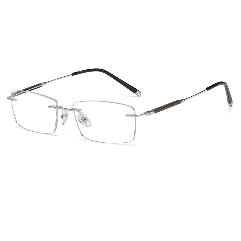 Silver Rectangle Rimless Titanium Eyeglasses | Verhalovision