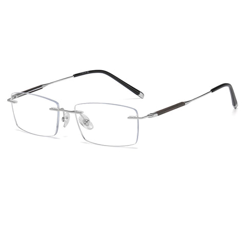 Silver Rectangle Rimless Titanium Eyeglasses | Verhalovision