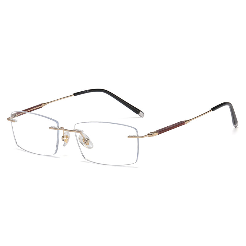Gold Rectangle Rimless Titanium Eyeglasses | Verhalovision