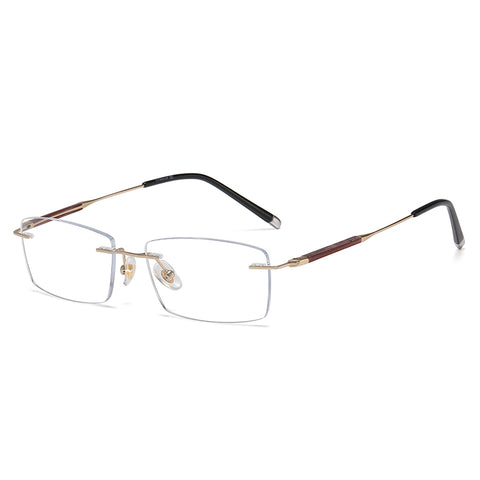 Gold Rectangle Rimless Titanium Eyeglasses | Verhalovision