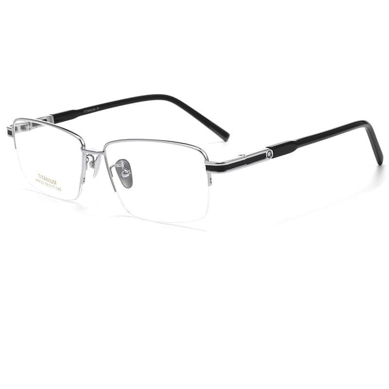 Rectangle Silver Semi Rimless Titanium Optical Glasses