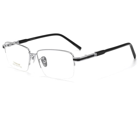 Rectangle Silver Semi Rimless Titanium Optical Glasses