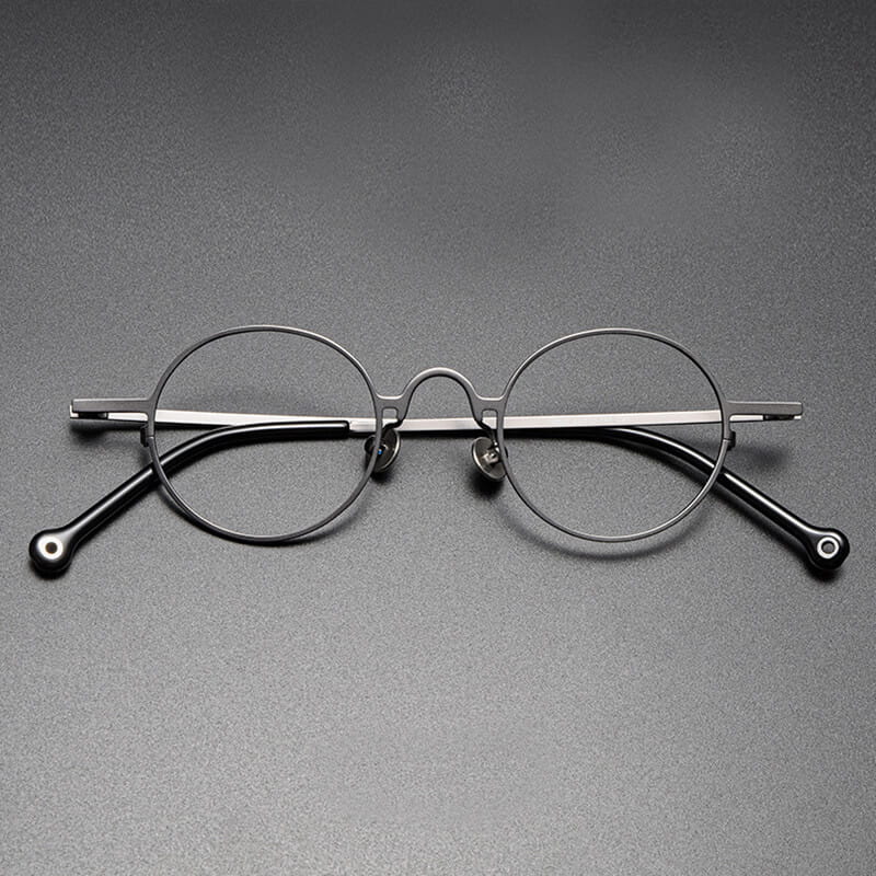 Round gray Full Rim Titanium Eyeglasses | Verhalovision