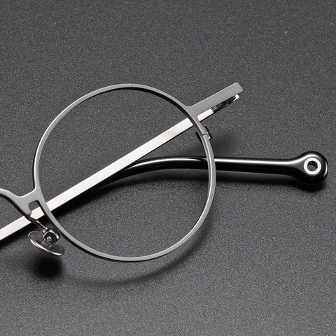 Round gray Full Rim Titanium Eyeglasses | Verhalovision
