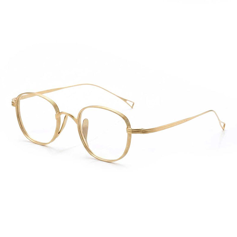 Round Gold Full Rim Titanium Eyeglasses | Verhalovision