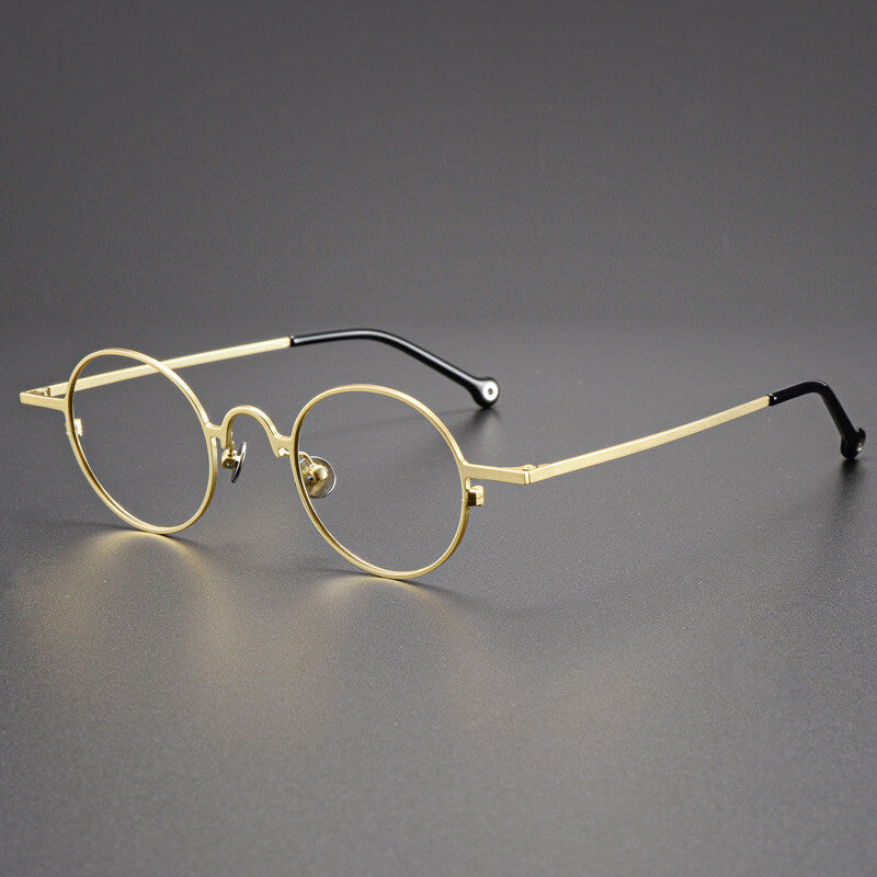 Round gold Full Rim Titanium Eyeglasses | Verhalovision