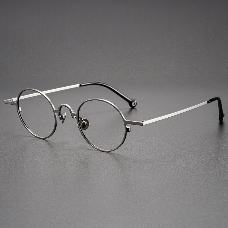 Round gunmetal Full Rim Titanium Eyeglasses | Verhalovision