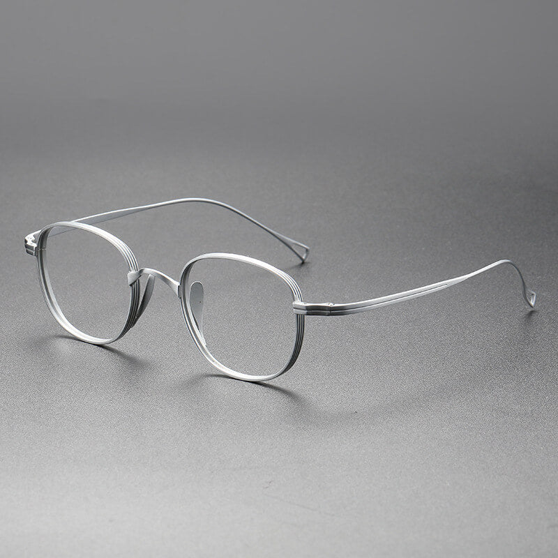 Round silver Full Rim Titanium Eyeglasses | Verhalovision