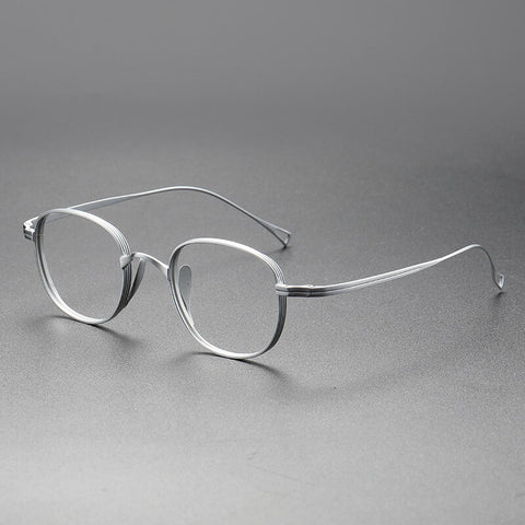 Round silver Full Rim Titanium Eyeglasses | Verhalovision
