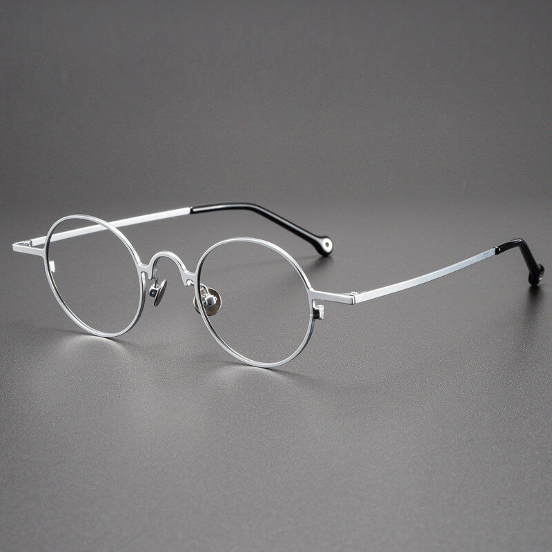 Round silver Full Rim Titanium Eyeglasses | Verhalovision