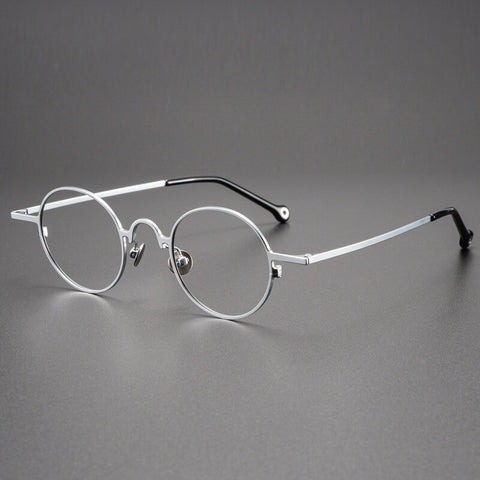 Round silver Full Rim Titanium Eyeglasses | Verhalovision