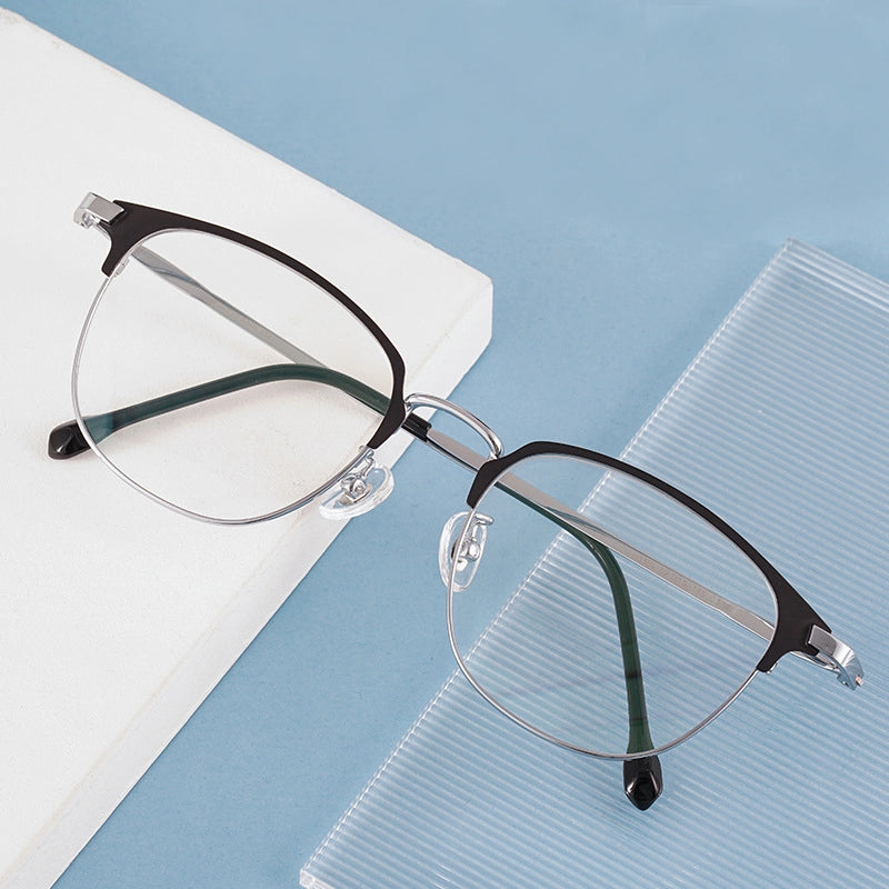 Silver Browline Full-Rim Titanium Glasses | Verhalovision