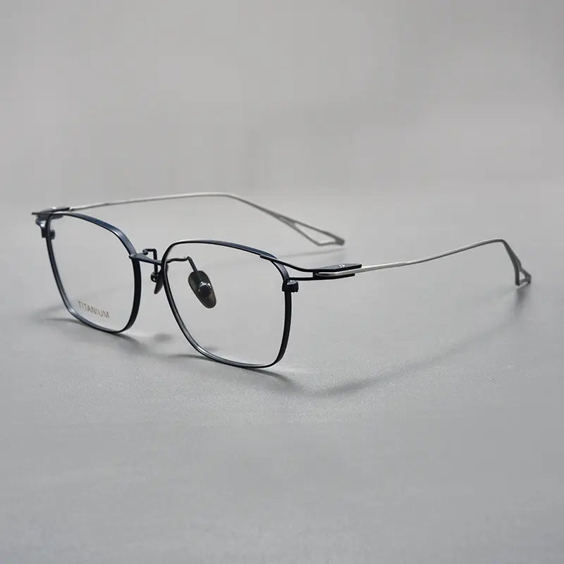 Black and Silver Square Designer Titanium Glasses | Verhalo Vision