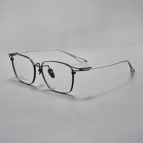 Black and Silver Square Designer Titanium Glasses | Verhalo Vision