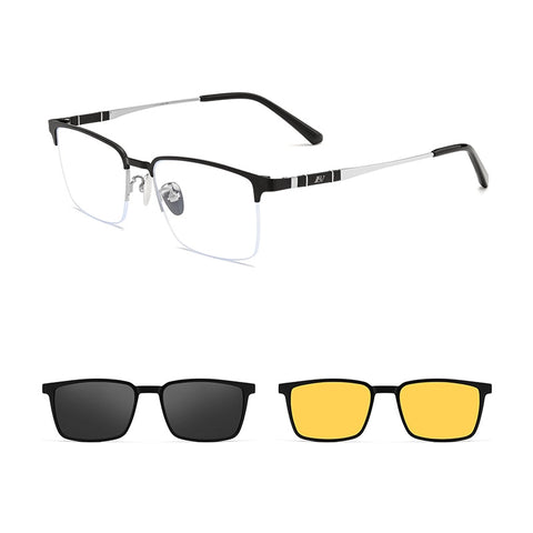 Silver pure titanium semi-rimless magnetic glasses frames from Verhalo Viison