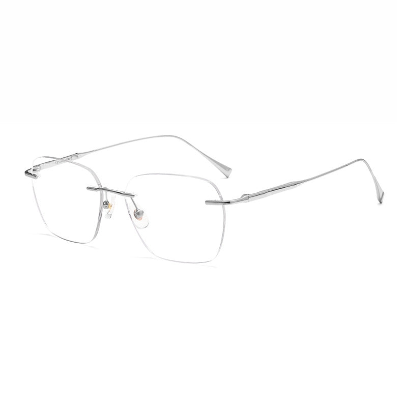 Silver Rectangle Rimless Titanium Glasses | Verhalo Vision