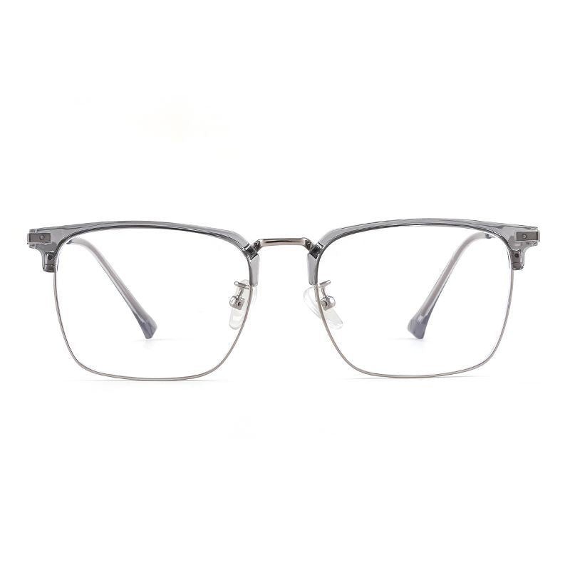  Square Browline Silver Full-Rim Metal Eyeglasses | Verhalovision