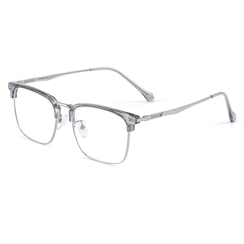  Square Browline Silver Full-Rim Metal Eyeglasses | Verhalovision