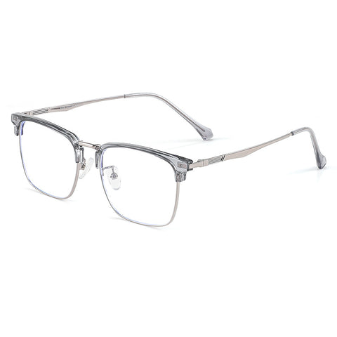  Square Browline Silver Full-Rim Metal Eyeglasses | Verhalovision