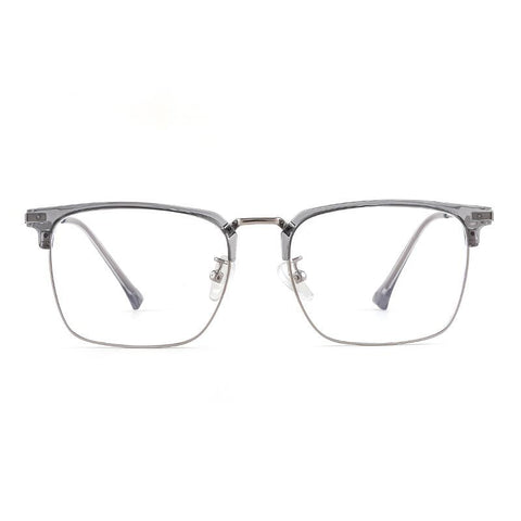  Square Browline Silver Full-Rim Metal Eyeglasses | Verhalovision