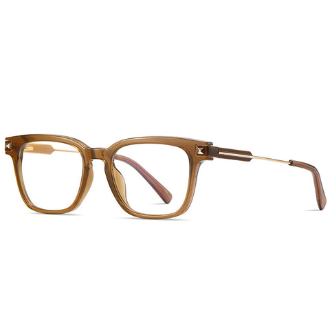 Square Brown Full-rim Metal Eyeglasses | Verhalovision