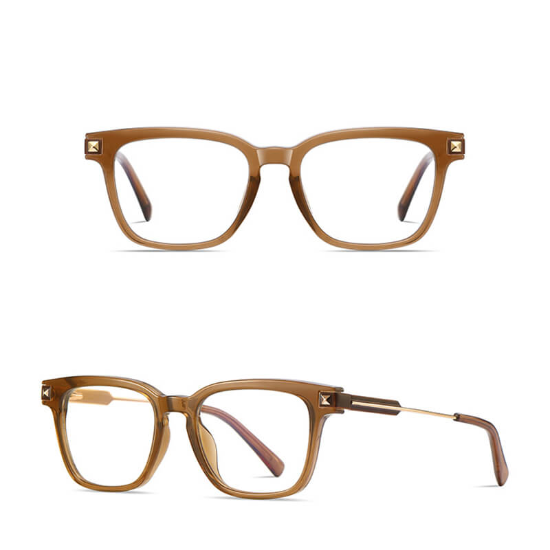 Square Brown Full-rim Metal Eyeglasses | Verhalovision