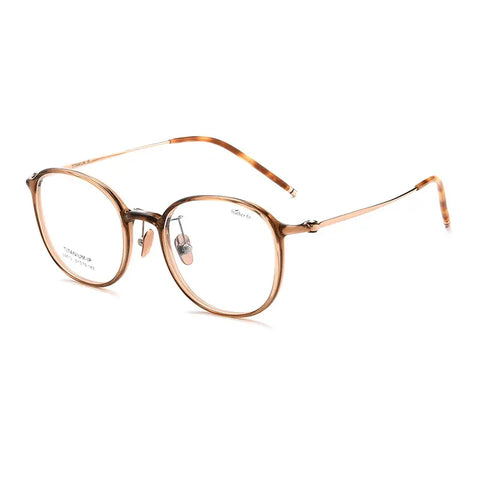 Tortoise Shell Round Full Rim Titanium Glasses | Verhalovision