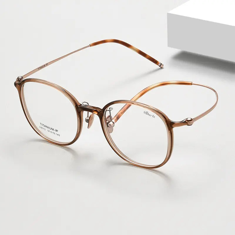 Tortoise Shell Round Full Rim Titanium Glasses | Verhalovision