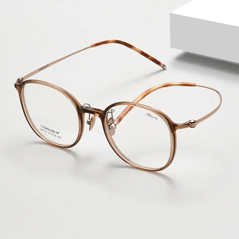 Tortoise Shell Round Full Rim Titanium Glasses | Verhalovision