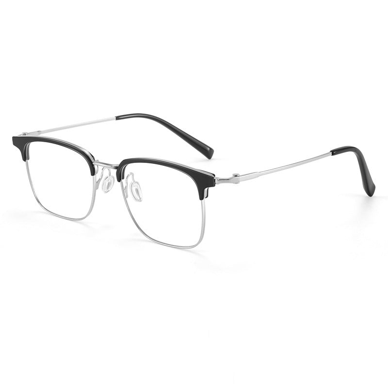 black-silver Browline Designer Full-Rim Titanium Eyeglasses | Verhalovision