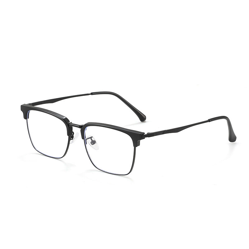  black Square Browline Silver Full-Rim Metal Eyeglasses | Verhalovision