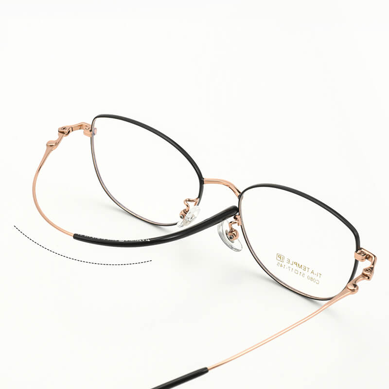 Black-Gold Cat Eye Full Rim Titanium Eyeglasses | Verhalovision