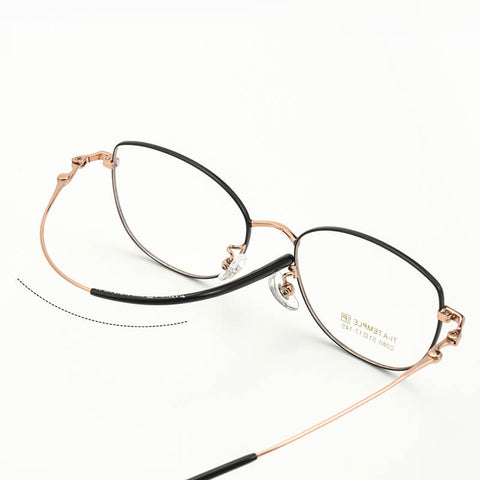 Black-Gold Cat Eye Full Rim Titanium Eyeglasses | Verhalovision