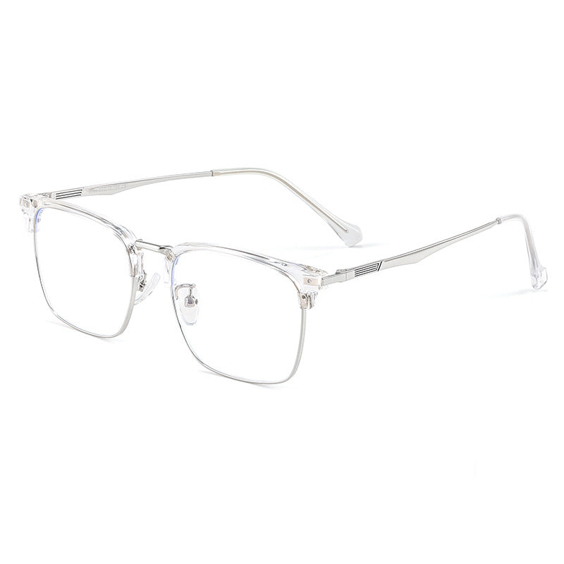 clear Square Browline Silver Full-Rim Metal Eyeglasses | Verhalovision